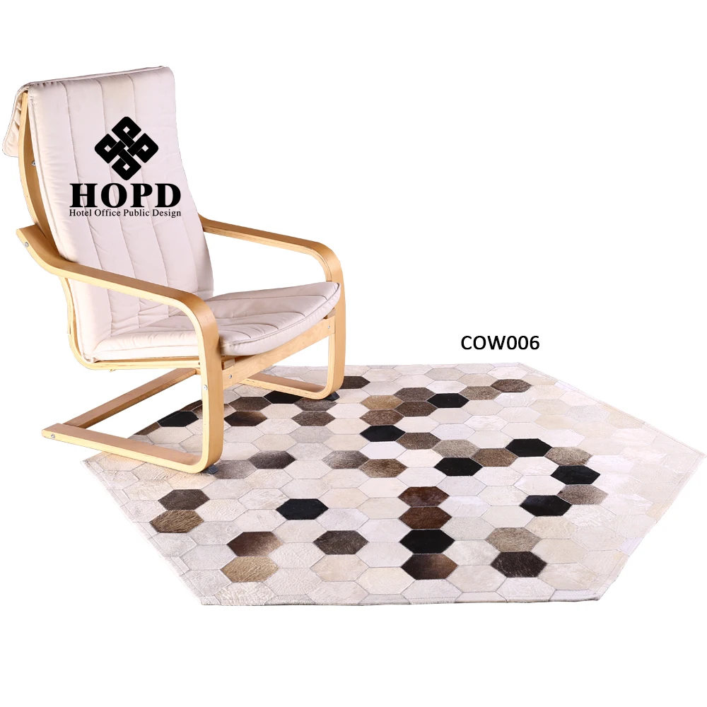 wholesale 100% natural cowhide rug with round shape
