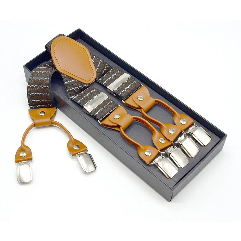 Мужские подтяжки 6 зажимами 3,5 см Ширина подтяжки для официальных индивидуальный логотип, стильные стиле скобки высокое качество, низкая цена