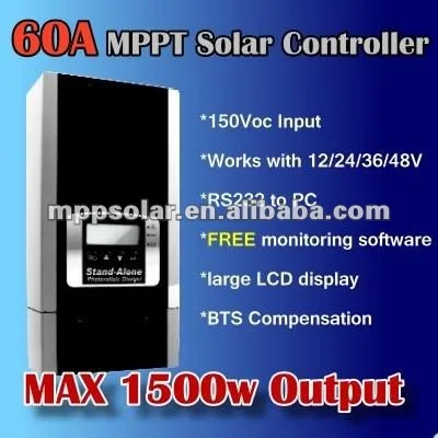 60A 12V 24v 48v 1500w solar panel charge controller MPPT solar charge controller