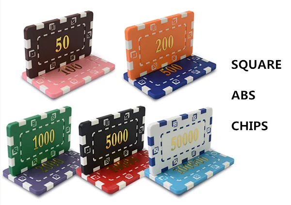 36pcs Casino Style Gold Stamping Rectangle 32g ABS Poker Chip Set