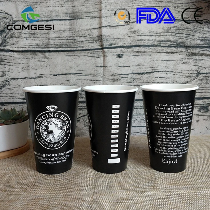 China Manufacturer Wholesale Printing Disposable High Quality Cheap Paper Cups 7oz 12oz With Handle