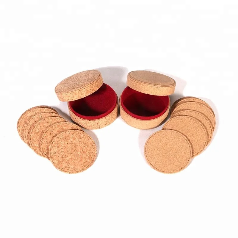 High quality Waterproof cup Eco friendly cork mats Fancy round metal personalized logo customized size cork coasters for cup