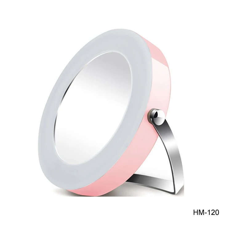 Custom Personalized Pocket Small Hand Led Lighted Compact Travel Magnification Makeup Mirror