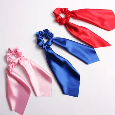 Long Tassel Knotted Ponytail for Women, Girls Silk Scrunchies