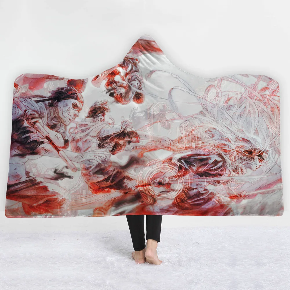 
Hot Sale Native American Flag Indian Native Blood Feather Headdress Hooded Blanket Comfortable Wearable Blanket 