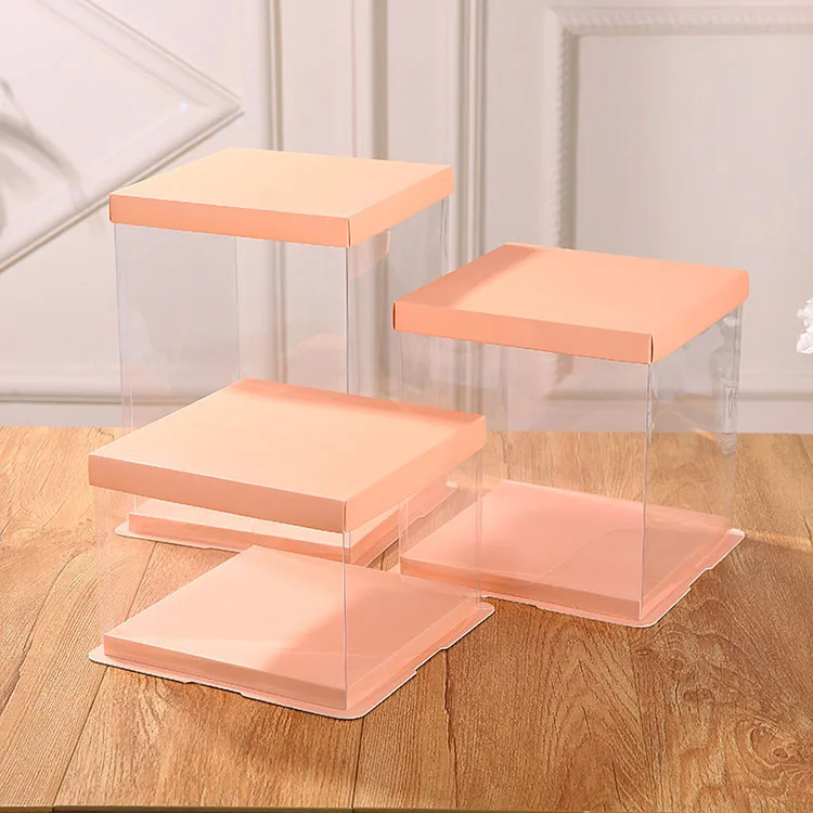 Hot sale pink PET custom cake box factory selling Alibaba China supplier PVC cake box