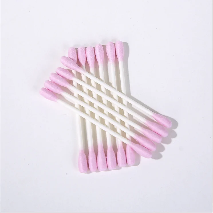 pink bamboo stick cotton swabs tip shape q tips for daily use