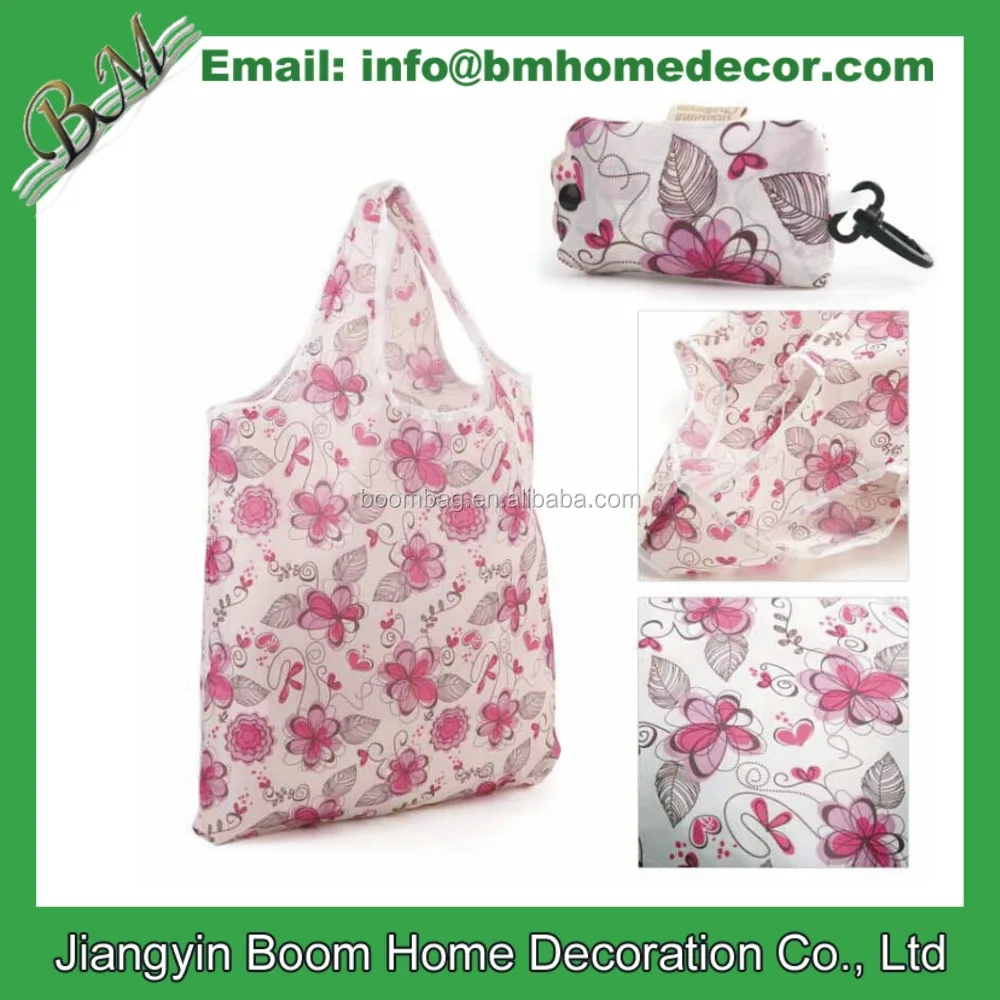Customized Full Color Logo Sublimation Printing Compact Shopping Bag Reusable Polyester Folding Shopping Tote Bag