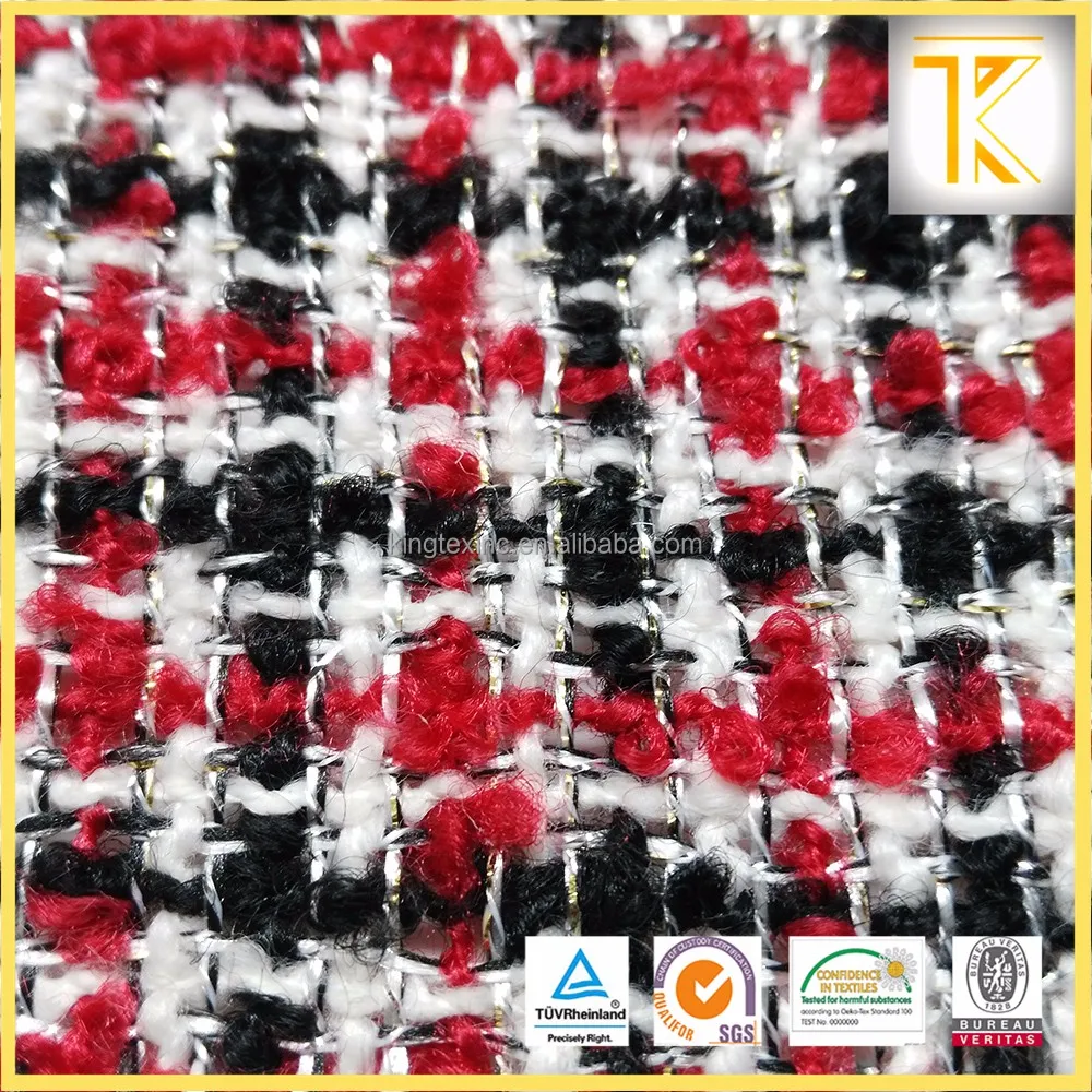 
Hot sales products satin fabric wholesale for woolen fabric for luxury cloths tweed boucle 