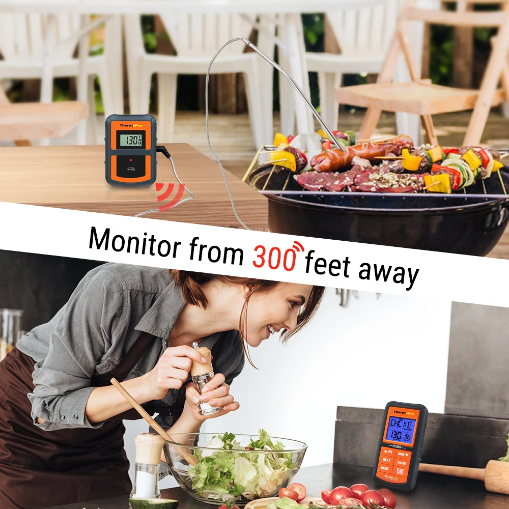 ThermoPro TP-07C Wireless Remote Digital Cooking Food Meat Thermometer for Grilling Oven Kitchen Smoker BBQ Grill Thermometer