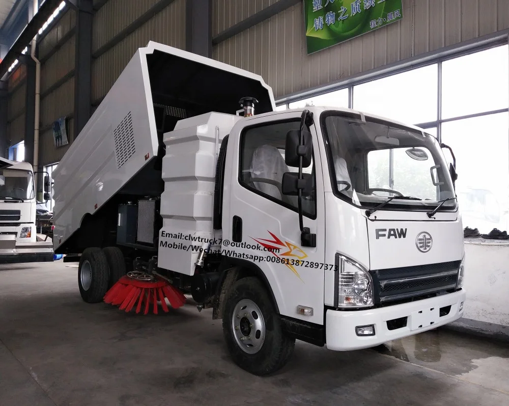 Right Hand Drive FAW truck mounted road sweeper/price of road sweeper truck