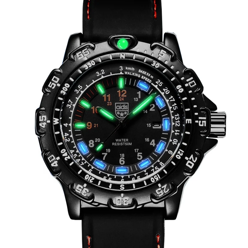 Divers Men Military Sports Watch Silicone LED Watch Light Curren Watch Automatic