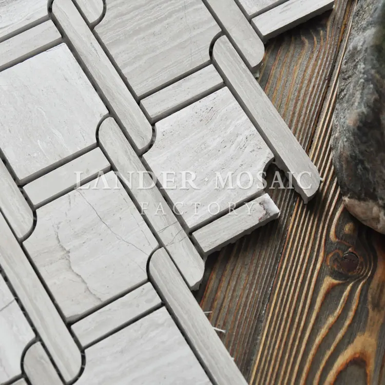 grey wood irregular marble mosaic for modern style