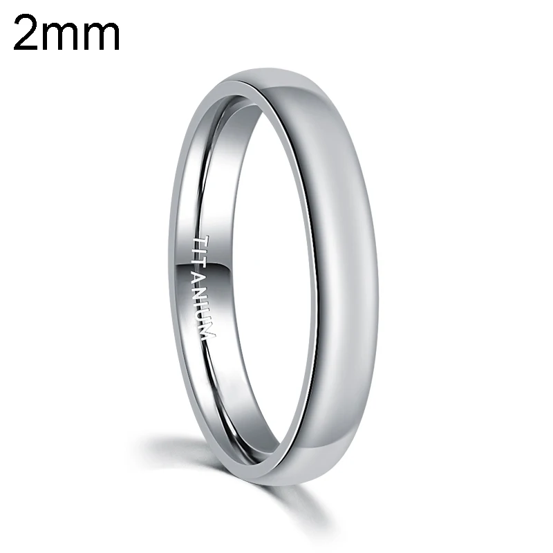 2mm/4mm/6mm Polished Silver Titanium Ring Women Smooth Wedding Band Minimalist Simple Stacking Rings Female Fashion Jewelry