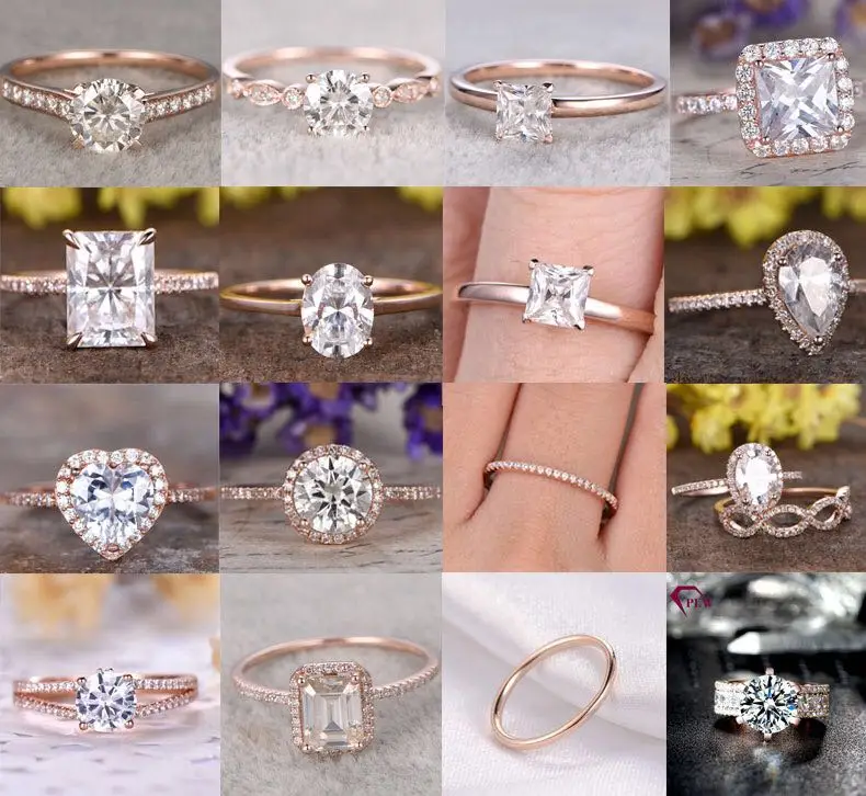 Кольцо с муассанитом для девушек ювелирное изделие под заказ цепочкой золото выполнено в стиле принцессы