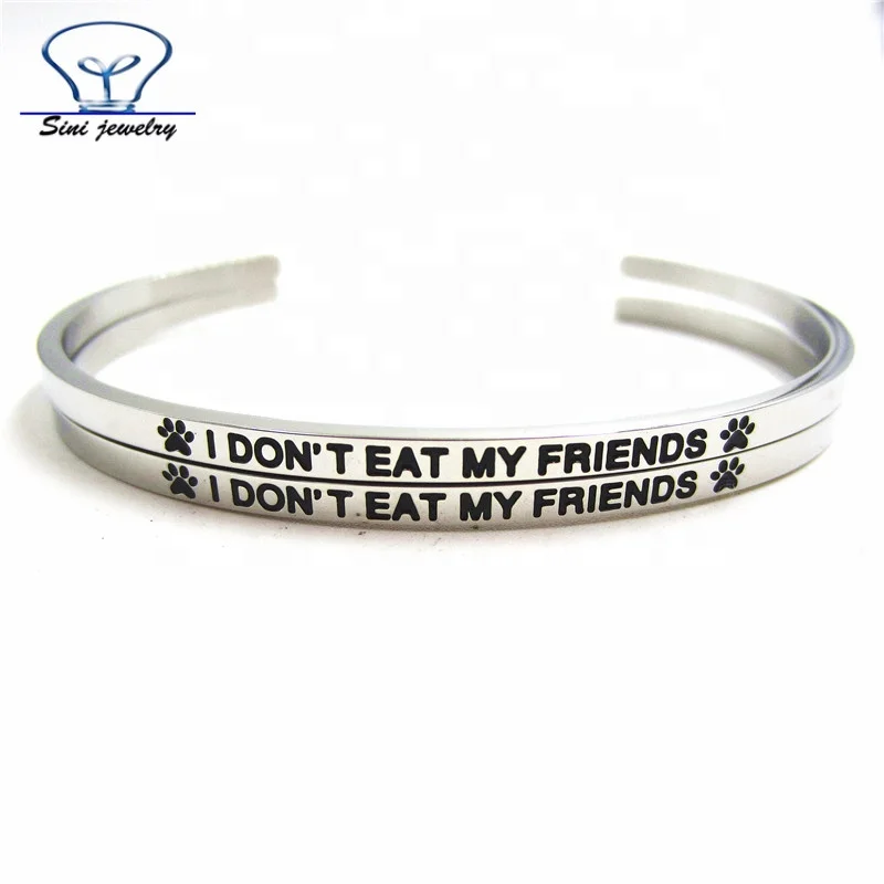 Hot sale Custom Logo and words Engraved inspirational Message Stainless Steel rose gold cuff bracelet indian sex bangle