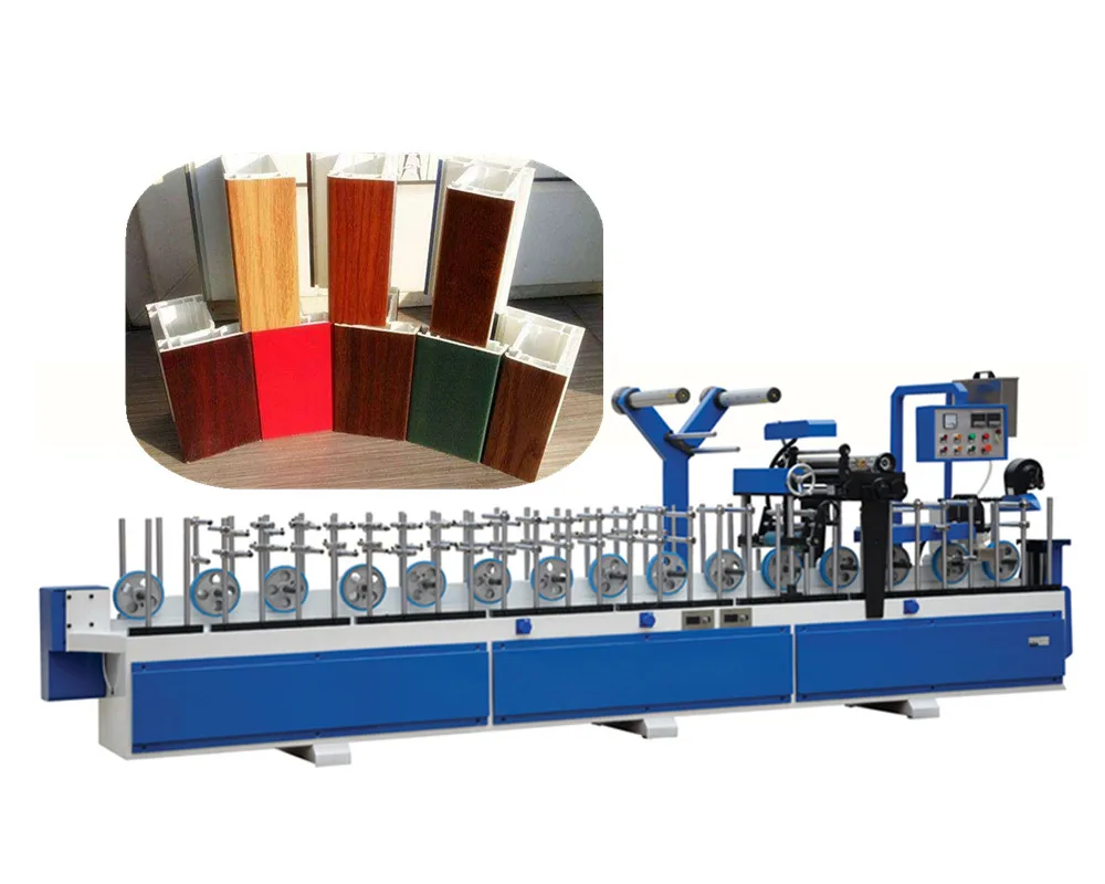 
New design Hot and cold glue Profile Wrapping Machine for PVC and Veneer 