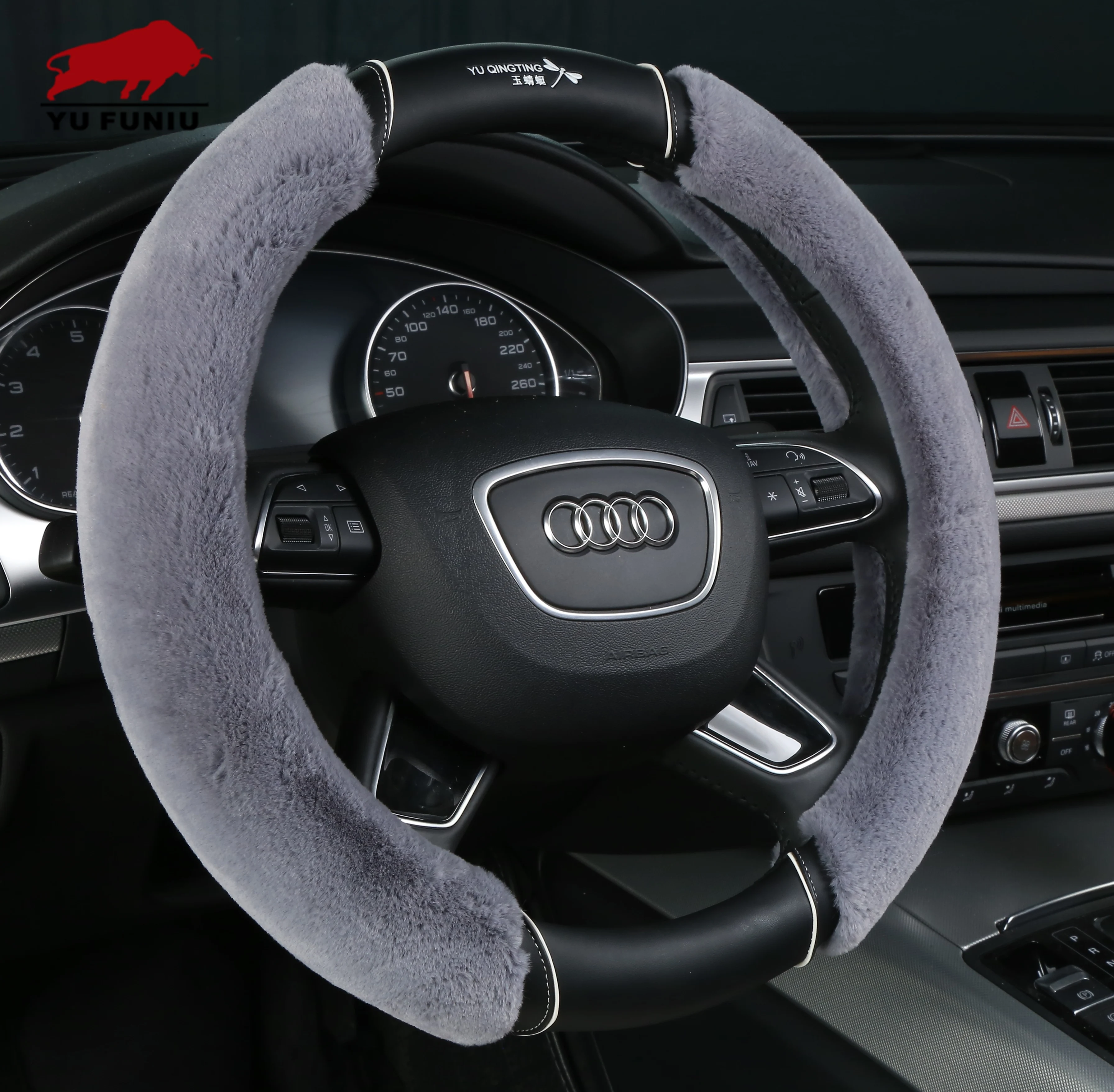 Lixian  comfortable plush wool car steering wheel cover winter plush car cover auto supplies