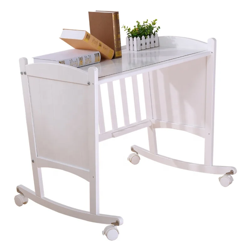 
hot selling solid pine wood small size new-born baby cradle bed 