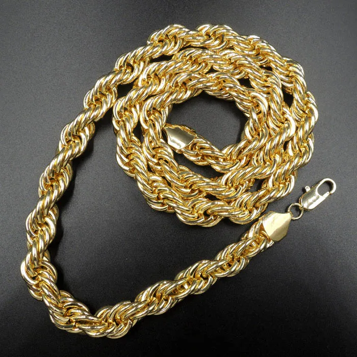 latest 12mm gold rope chain necklace fashion jewelry
