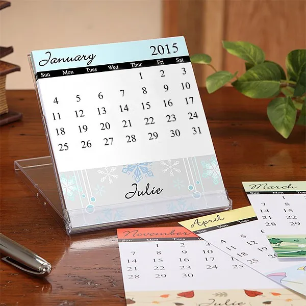 Custom Desk Calendar Printing Wholesale, Offset Printing OEM Design Spiral Binding Paper Calendar