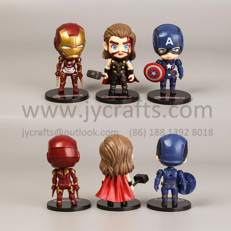 
Cute Type Marvel Superheros 3.5 inch figure toy for decoration- 6 characters in one set 