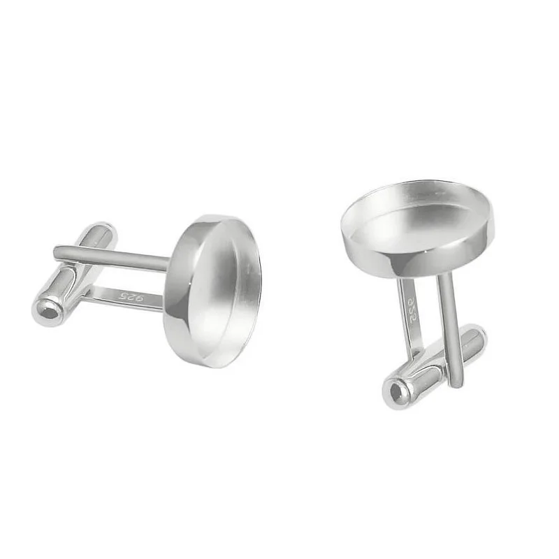 Customized 925 Sterling silver personalized fine cufflink blank unisex