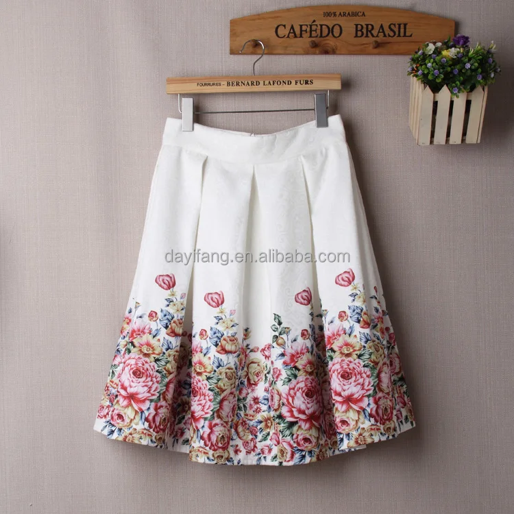 Summer Skirts Women High Waist Floral midi Skirt Ball Gown Vintage Fashion Skirts