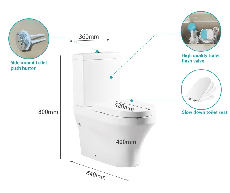 China Supplier High Efficient Round Two Piece Dual-Flush Ceramic Toliet