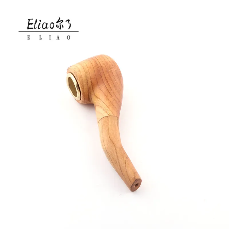Erliao Extra Cheap Wholesale Chinese  Ancient Handmade Solid Wood pipe  wooden Tobacco  smoking pipe