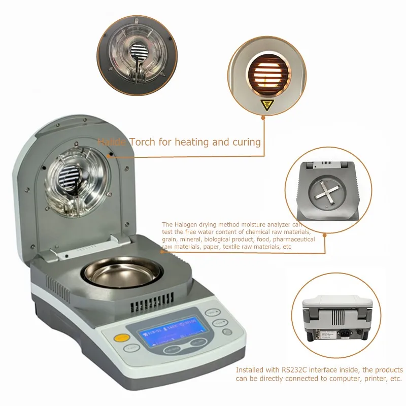 Digital Halogen Moisture Meter Analyzer Powder,Portable Grain Moisture Tester, Food Moisture Meter Balance