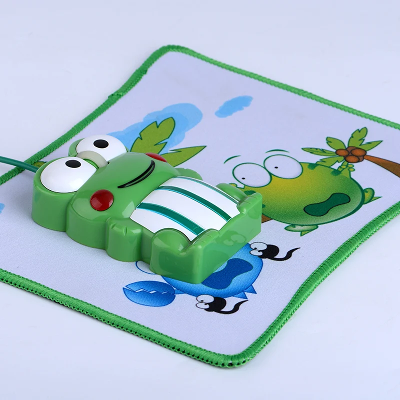 Cute Funny Kids Cartoon Animal Frog USB Mouse with Mouse Pad Lovely Frog Prince 3D Optical Wired Mice For Children Birthday Gift
