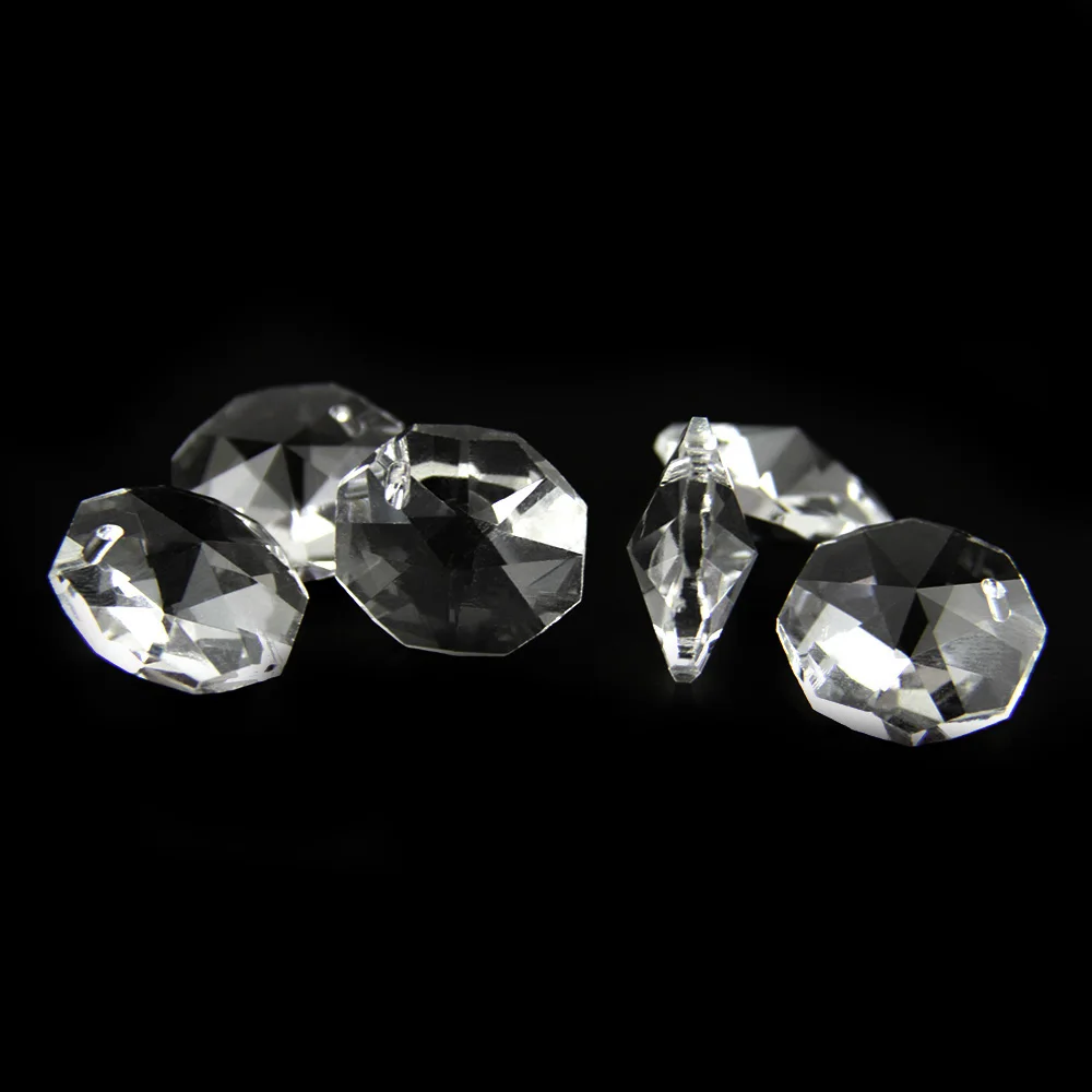 Beautifully 14mm Suncatcher Clear Octagon Faceted Crystal Prism Beads For Chandelier Light Decoration