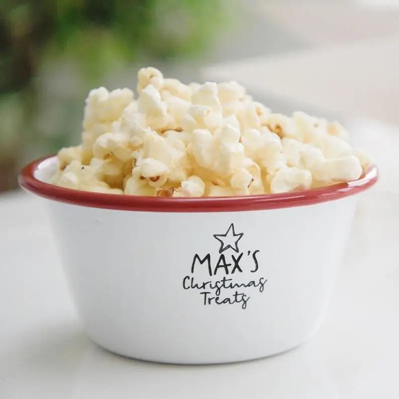 CHL custom 14cm 16cm 18cm 20cm large custom logo printed blue color sugar salar soup food rice enamel ware mixing bowls set