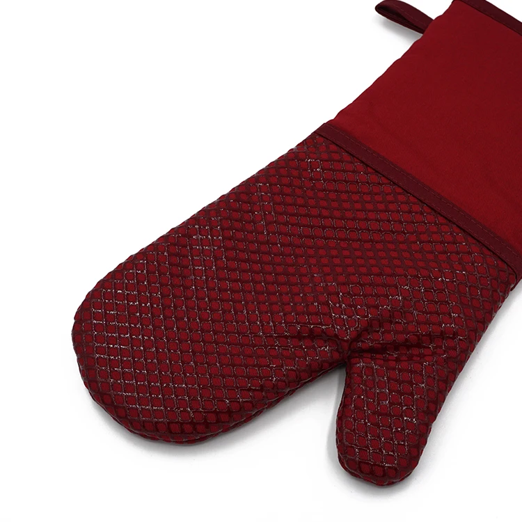 Hot Pot Gloves Heat Resistant Printed Silicone Custom Red Mitts Silicone Oven Glove All-season Not Support 14 X 7 Inches Camping