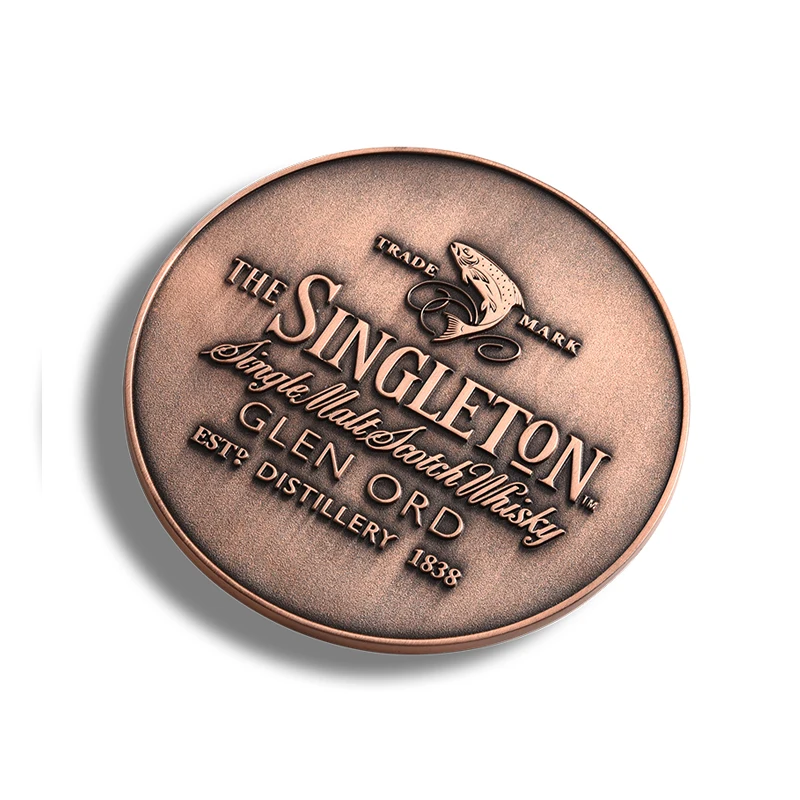 Wholesale Custom Embossed Logo Tea Cup Coffee Bar Round Copper Metal Roller Coaster