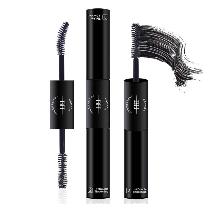 High Quality 2 in 1 Double Effect long lasting Black Natural Lengthen Eyelash Mascara