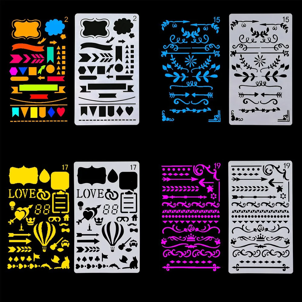 Mini design white stencil plastic sheet for drawing