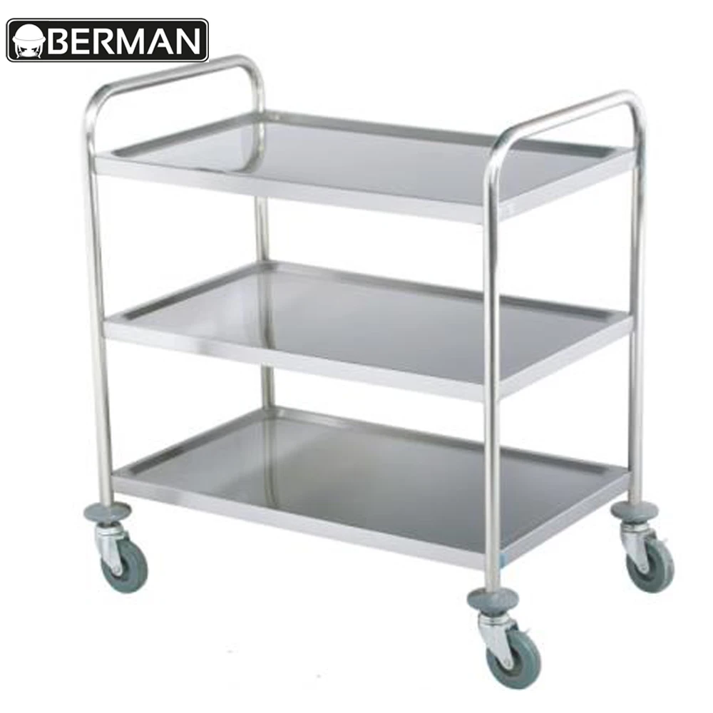 Hotel stainless steel 18/10 food service trolley/dining service cart/kitchen restaurant equipment