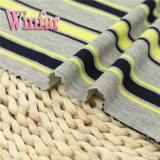 single jersey stripe knitting dyed DTY rayon spandex fabric for lady dress garment