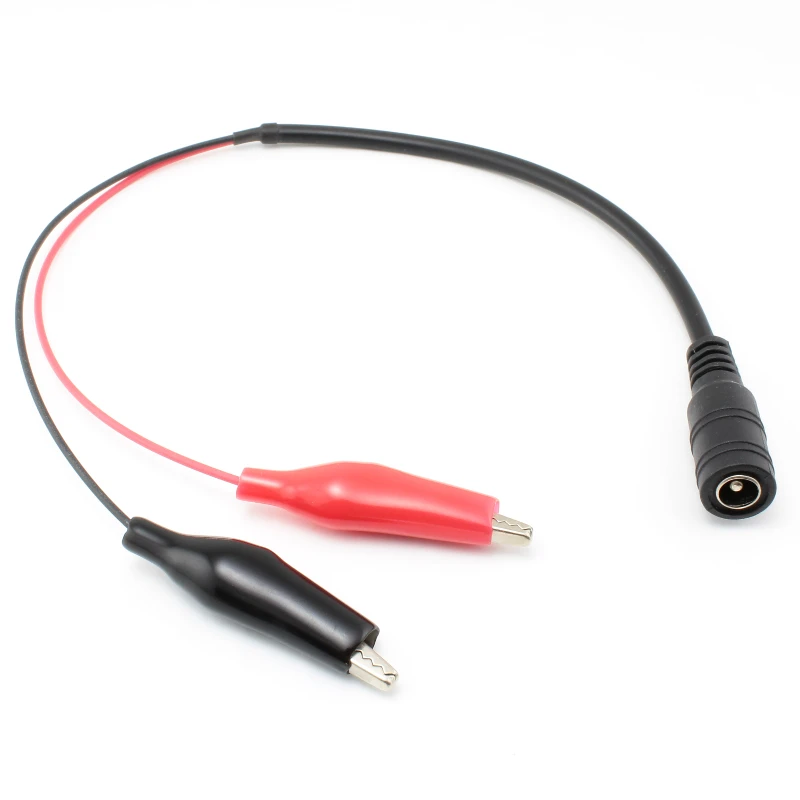5.5x2.5mm DC Barrel Jack to Dual Alligator Clips Connector Cable