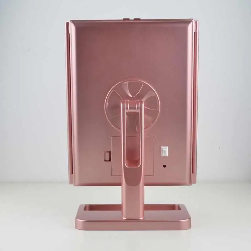 Private Label Wholesale Rose Gold 7X Magnifying Concave Make up Vanity Tray Mirror with LED light