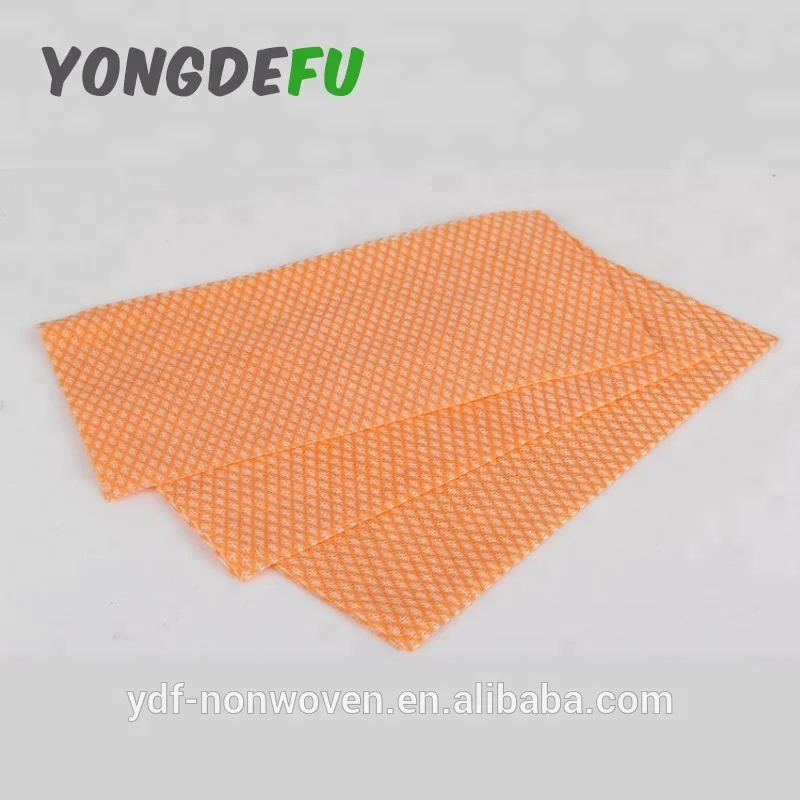 orange diamond pattern lint free cotton mesh spunlace non woven cleaning wipes roll dish cloth disposable kitchen towel