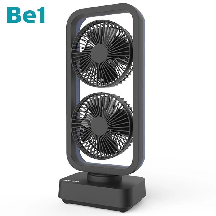 Be1 Windhole-2 Portable Double Blades Auto Shake Battery Operated Clip Fan Usb Rechargeable Camping Fans