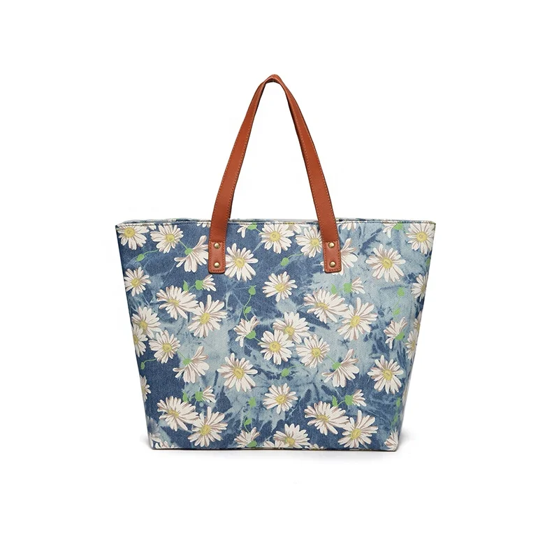 
custom printing jean tote bag 