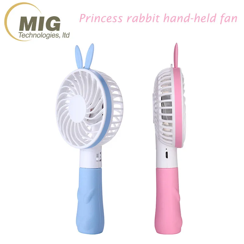 Best selling portable cute rabbit ears hand held electrical outdoor hand rechargeable super USB mini fan