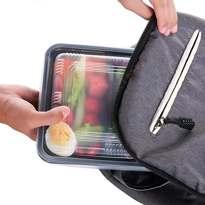 Factory Microwave Disposable Food Container, Takeaway Black Disposable Plastic Food Container with Lid