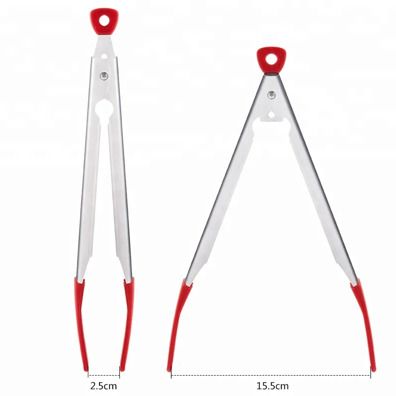 korean stainless steel silicone cooking bbq kitchen tongs