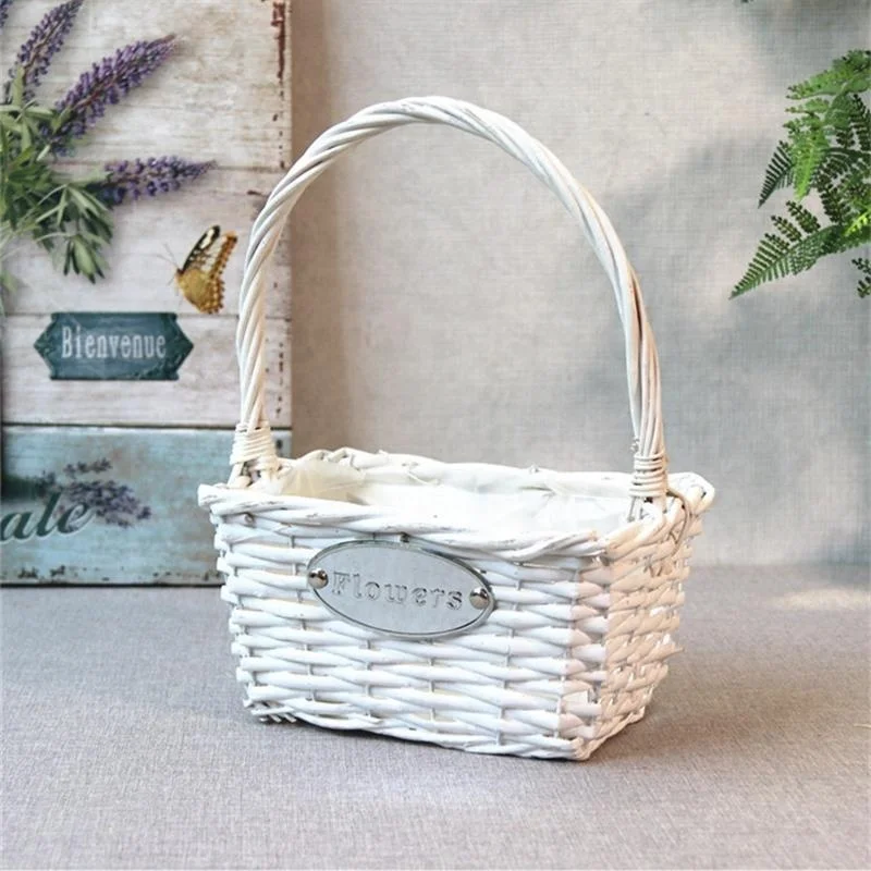 Wicker Basket Hampers White Gray for Garden Flowers Vintage Oval Fiberglass Vintage Clay Flower Pot Accept Customized Logo
