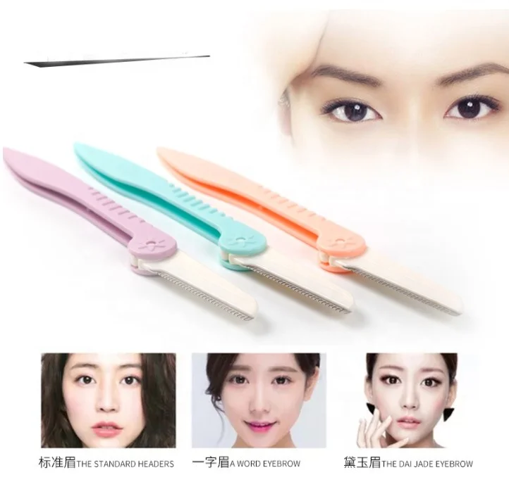 Julong 3pcs/lot Colorful Eyebrow Trimmer Face Razors Permanent Makeup Eyebrow Razor